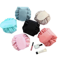 Polyester Solid Color Drawstring Cosmetic Bag Travel Portable Lazy Storage Bag