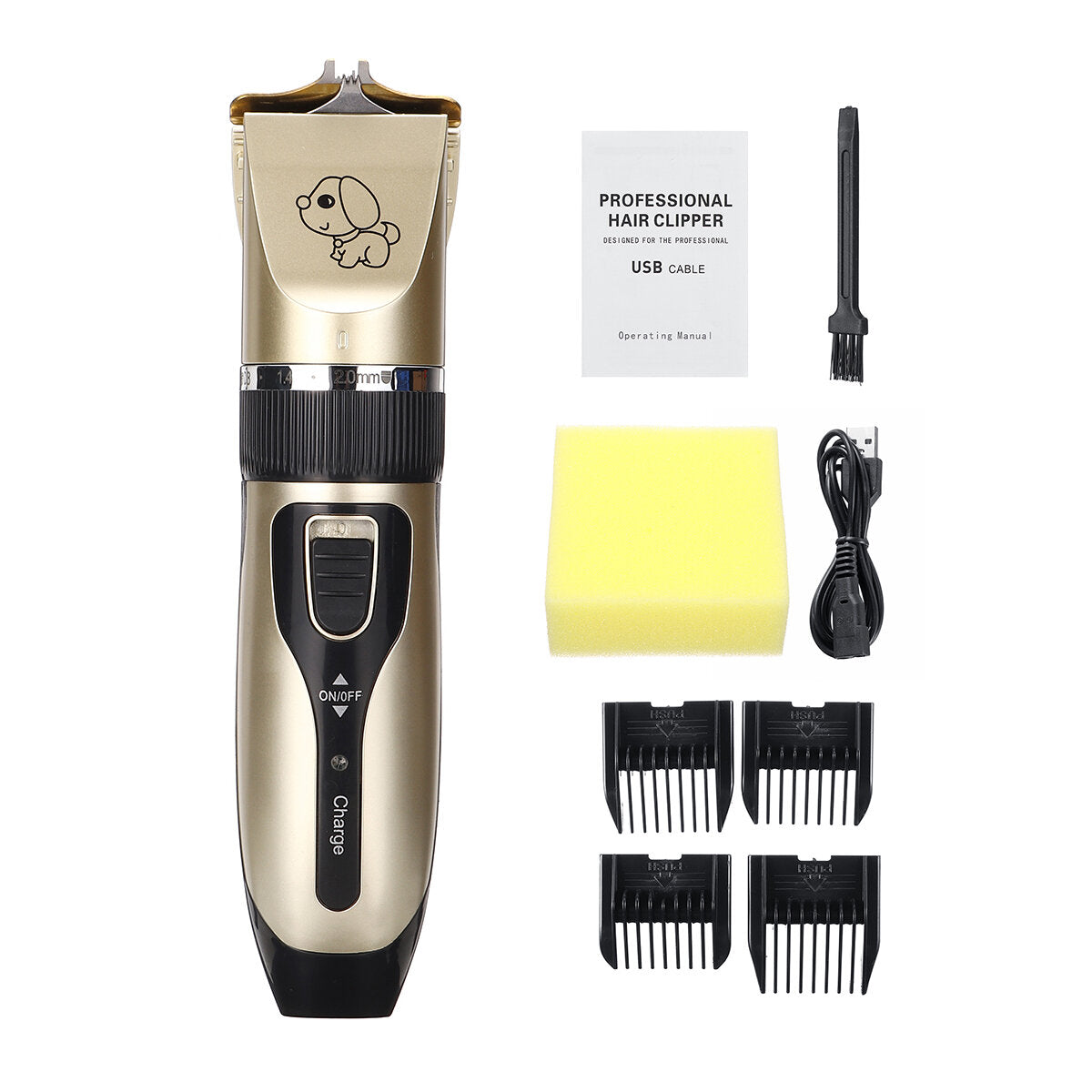 Professional Pet Cat Dog Hair Clipper Grooming Electric USB Rechargeable Trimmer Kit With Combs