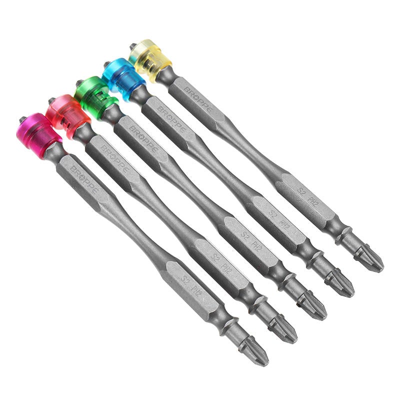10pcs 100mm Magnetic PH2 Screwdriver Bit ABS Ring 1/4 Inch Hex Shank Drywall Screwdriver