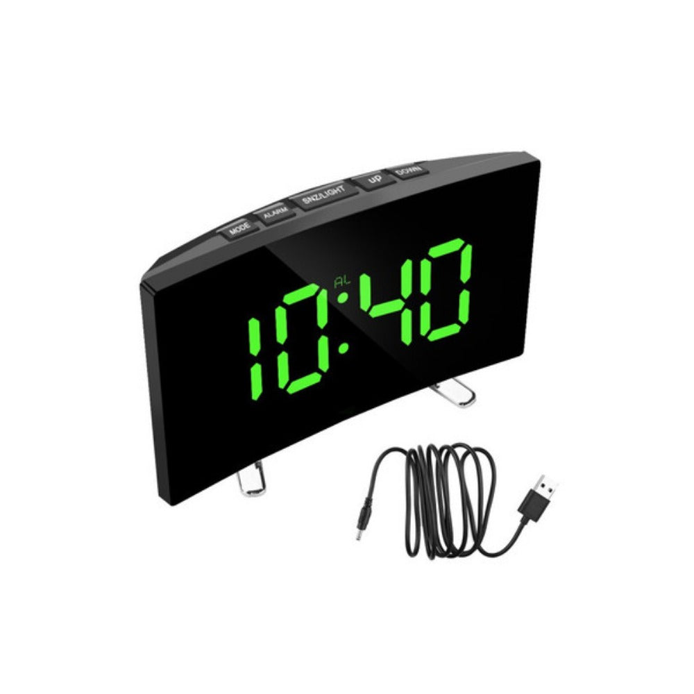 LED Digital Alarm Clock with Mirror, USB Charging, Adjustable Brightness, 10 Music Options, and Memory Function