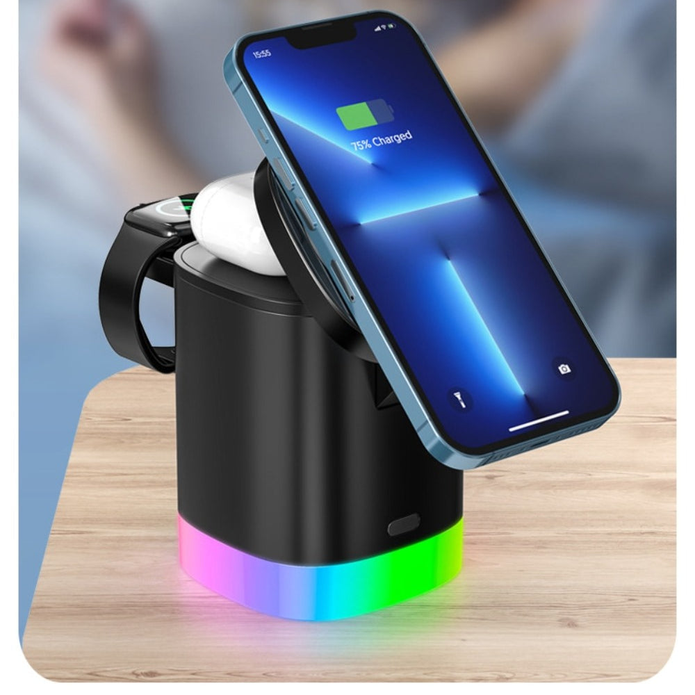 Fast Wireless Charger Dock for iPhone 12-14, AirPods, Apple Watch, Qi-enabled Devices