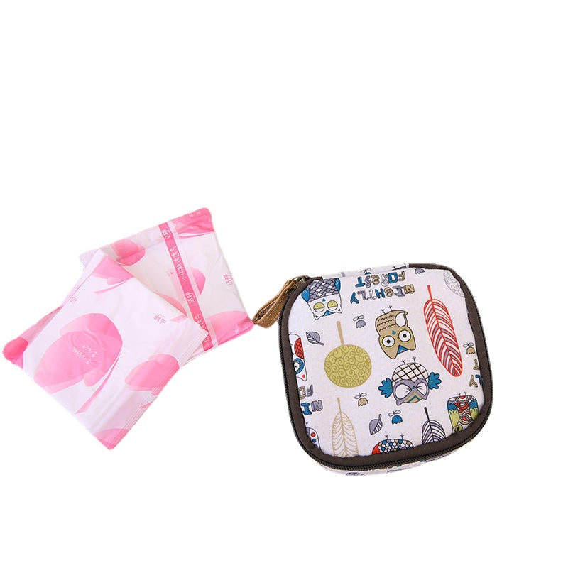 Cloth Waterproof Zipper Sanitary Napkin Cosmetic Storage Bag Coin Purse