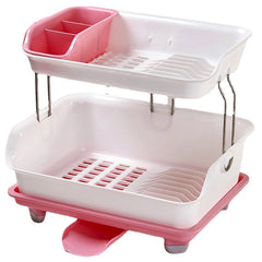Double Layer Dish Drying Storage Drain Rack Kitchen Shelf Tableware Holder