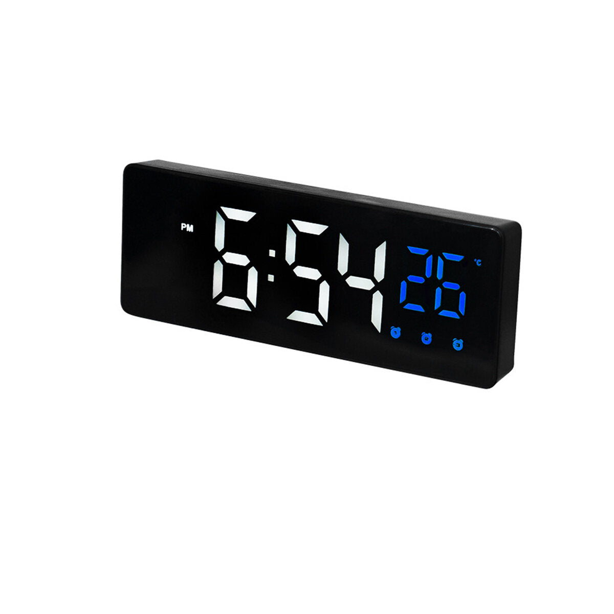 Mirror Alarm Clock LED Digital Voice Control Snooze Time Temperature Display Alarm Clock