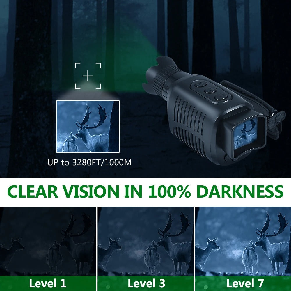 Handheld Monocular Night Vision Device for Outdoor Outdoor Search Full Darkness 300m