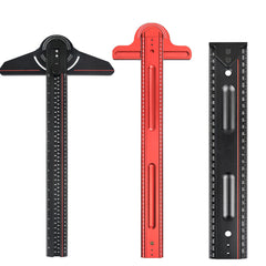 Aluminum Alloy Woodworking Edge Ruler & Protractor for Carpentry