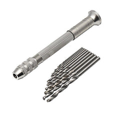 0.5-3.0mm Mini Hand Drill With 10pcs 0.8-3.0mm Twist Bits Set Wood Bodhi Plastic Drilling Kit