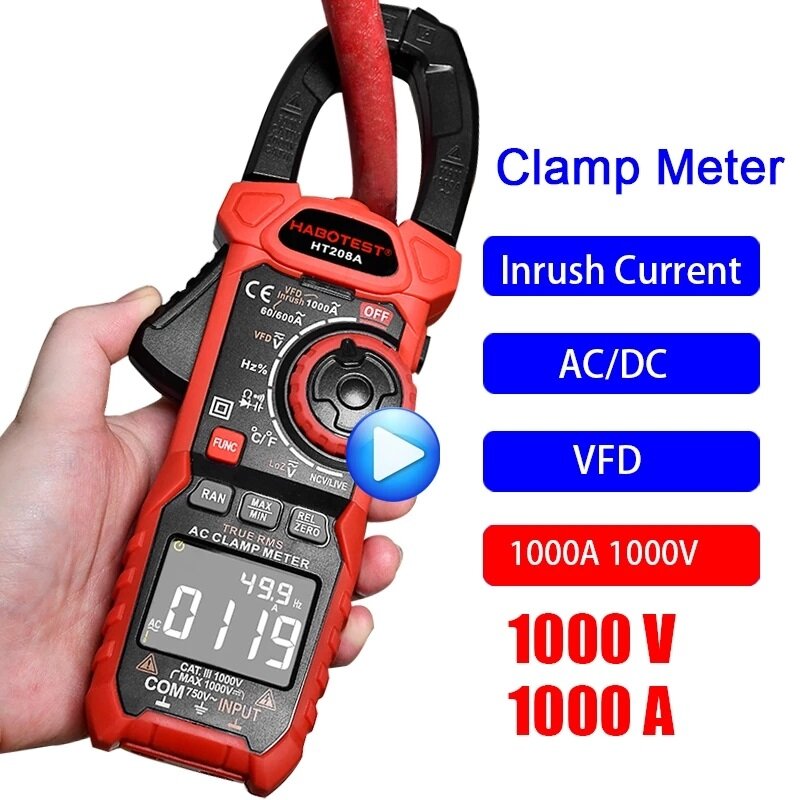 1000V 1000A Digital Multimeter Profesional Amperometric Clamp Meter AC DC True RMS Capacitance Electrician Repair Tools