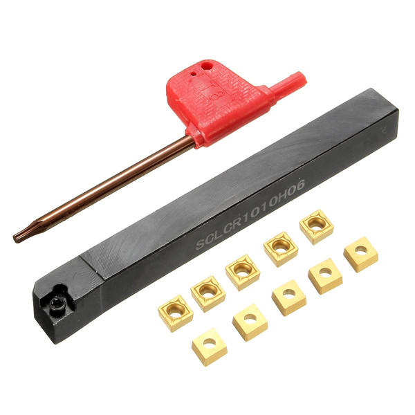 10x100mm Lathe Turning Tool Holder With 10pcs CCMT0602 Inserts