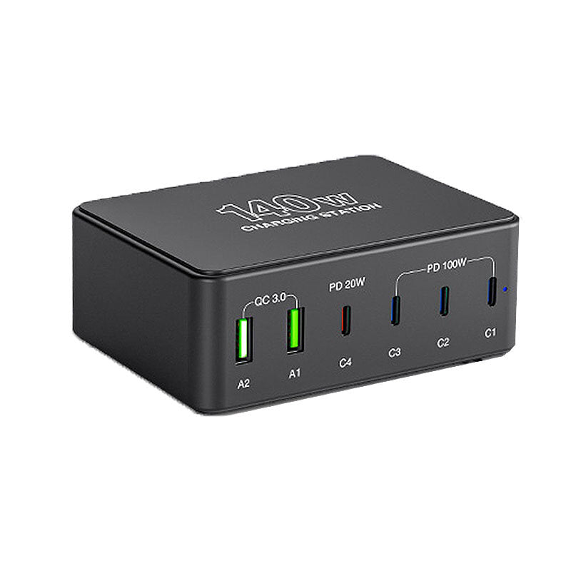 140W 6-Port USB PD Charger, Fast Charging Station with 2 USB-A & 4 USB-C for iPhone, Hui, Samsung, Xiaomi