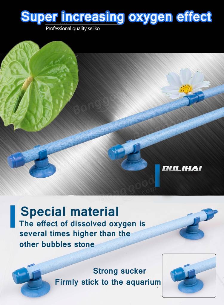 Blue Aquarium Fish Tank Wall Air Bubble Stone Tube