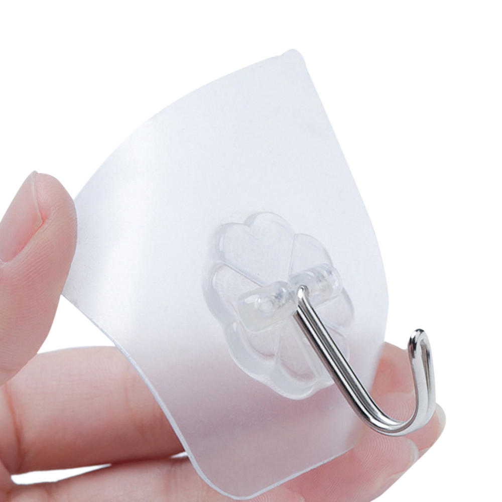 6PCs Strong Transparent Sticky Wall Hooks Hanger for Kitchen Bathroom Holder