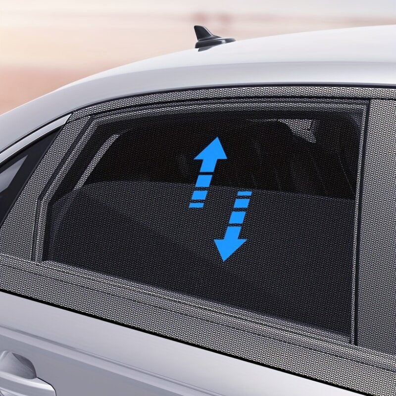 2PCS Car Sun Shade Curtains - UV Protection, Anti-Mosquito Mesh, Side Window Visor