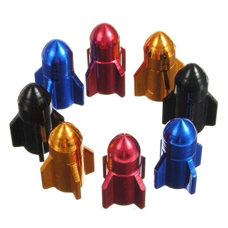 Bike Biycle Durable Aluminum Alloy Rocket Shaped Valve Stem Caps