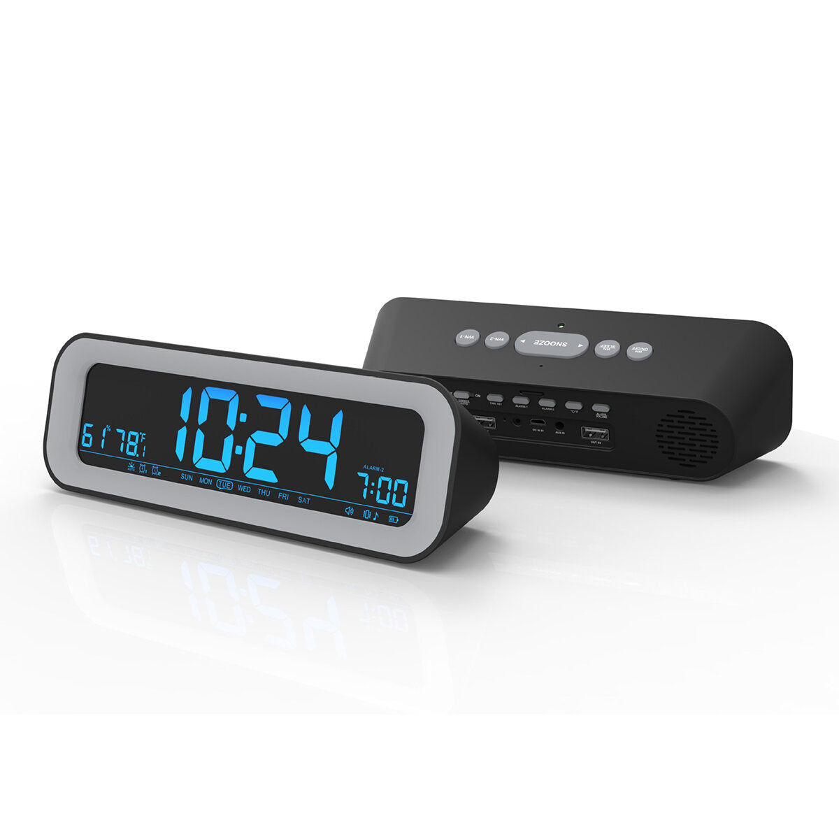 LCD Screen Alarm Clock Electronic Digital Clock Charging Temperature and Humidity Alarm Clock