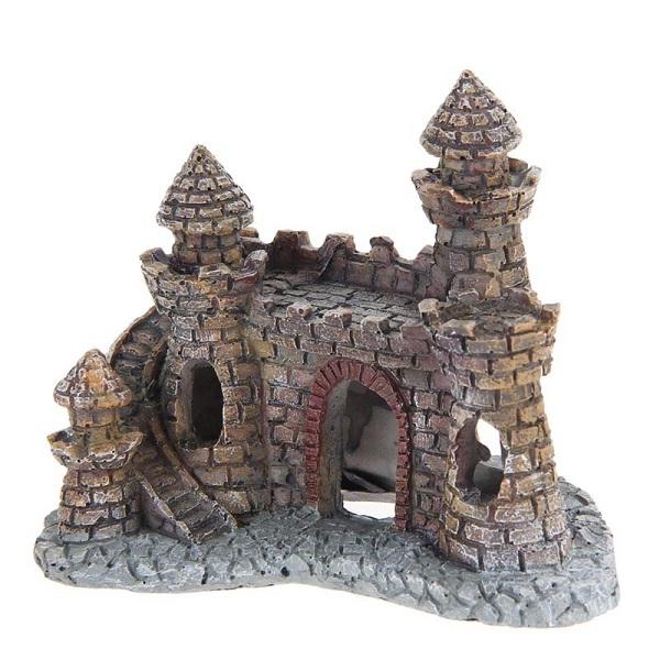 Aquarium Decoration Wizard's Castle Fish Tank Shelter House Hand Painted Realistic Castle