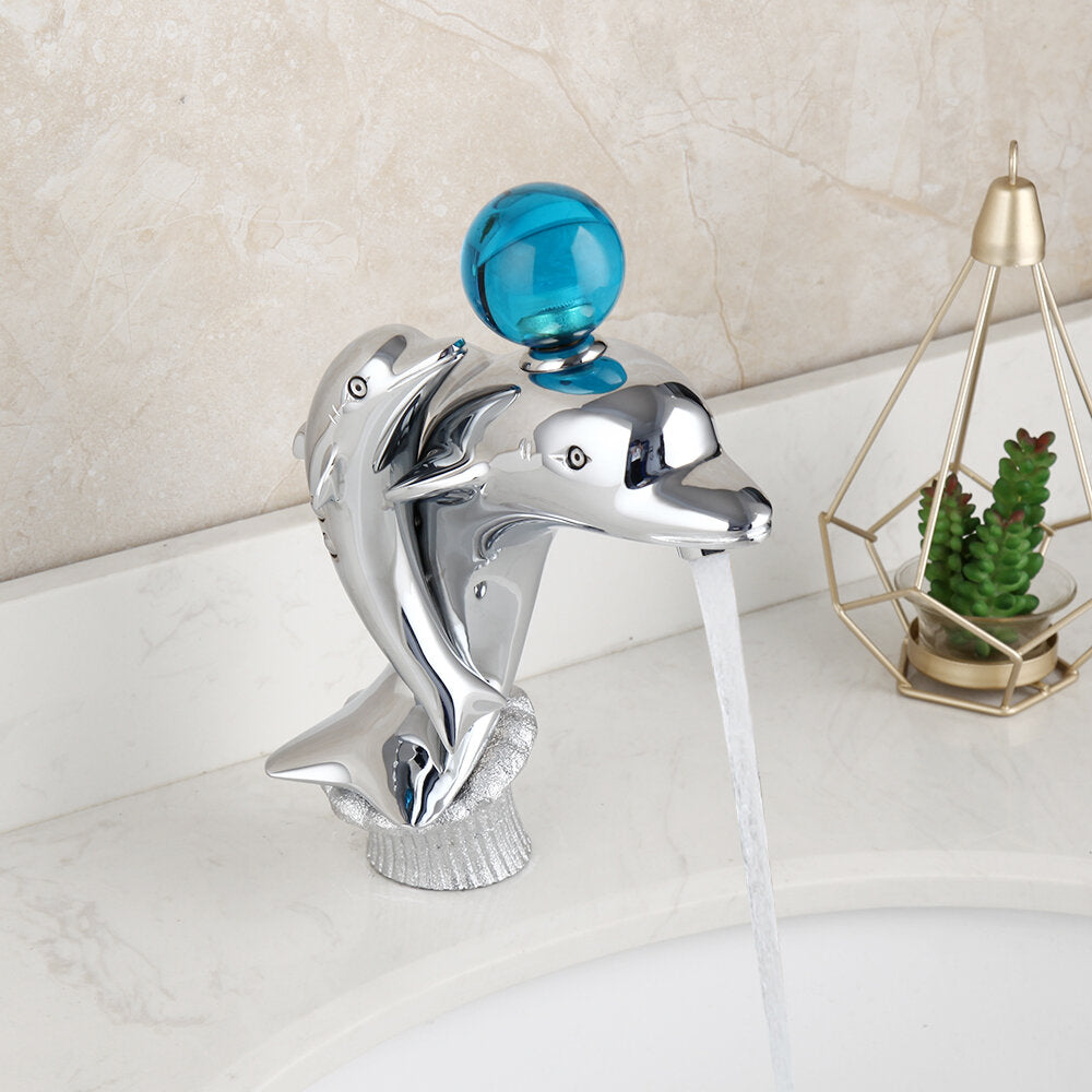 Bathroom Sensor Basin Faucet Brass Dolphin Single Hole Hot And Cold Sink Mixer Tap