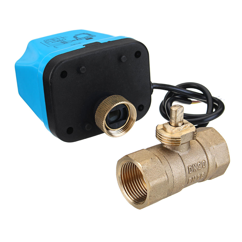 1/2" 3/4" 1" 1-1/4" Blue Shell Motorized Electric Brass Ball Valve 3 Wire AC 220V Full Port