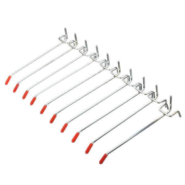 10Pcs Stainless Steel Wall Display Hooks for Coat Shop Slatwall Panel 10 150MM