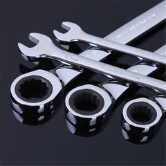 8-32mm Steel Silver Metric Spanner Open End Wrench Ratchet Ring Mechanic Tool
