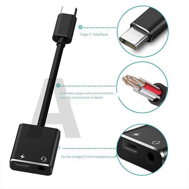 Audio Sound Card Type-C to 3.5mm Audio Digital Sound Card with Pd Interface Fast Charging Port for Computer and Phone