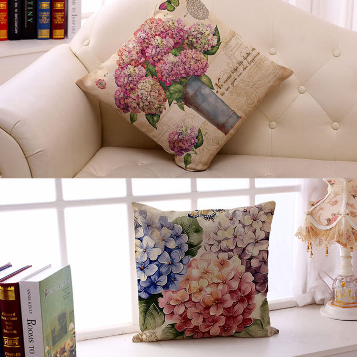 Vintage Flower Throw Pillow Case Cover 18''x18'' Square Cushion Cover Pillow Cover Protector for Couch Sofa Chair Bedroom Home Car Decor