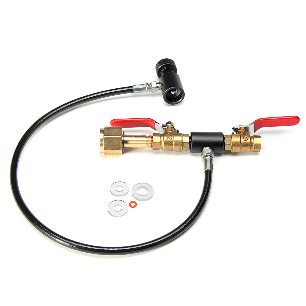 24 Inch CGA320 Soda Club High Pressure Hose Inflatable Air Valve CO2 Fill Station Tank