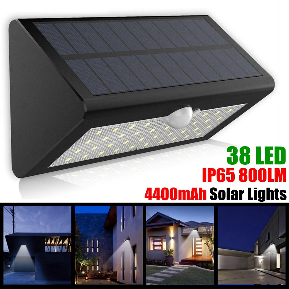 38 LED Solar Light Outdoors Wall Street Lamp 3 Modes PIR Motion Sensor Garden Light Waterproof Security Solar Powered Sunlight