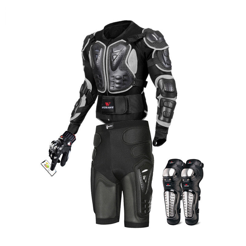 Motorcycle Body Armor Suit Motorcycle Jacket+Hip Protector+Gloves+Knee Pads Cycling Clothing