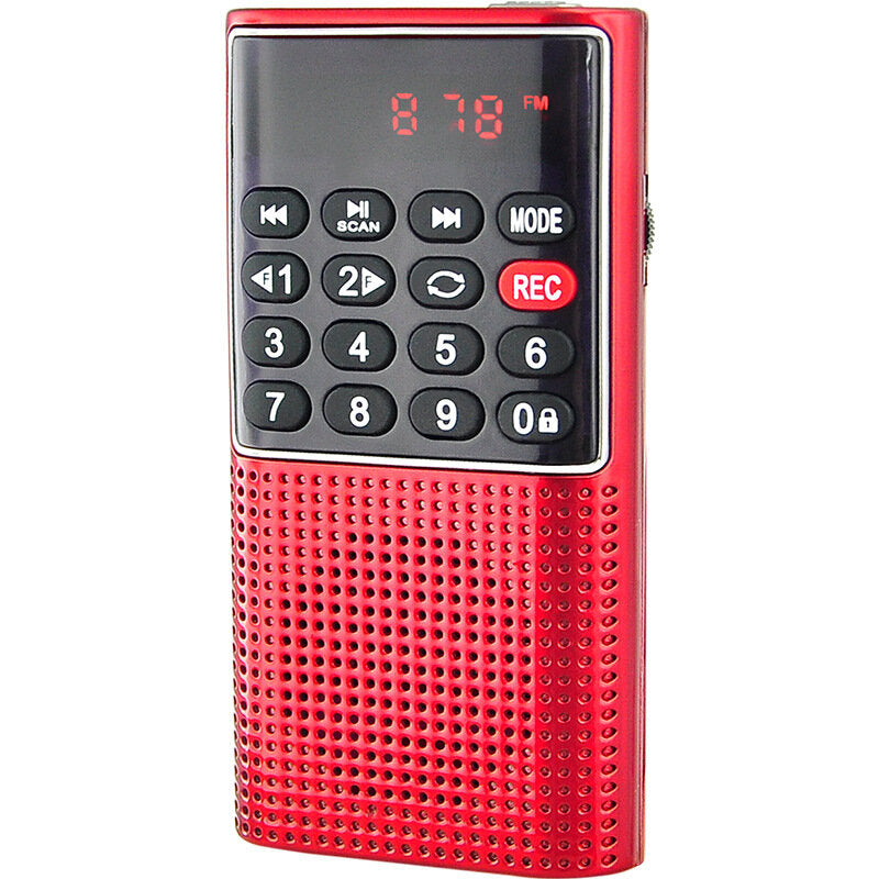 Mini FM Radio Portable Speaker Music Player with Headphone Jack Support Recording TF Card AUX Folders Play