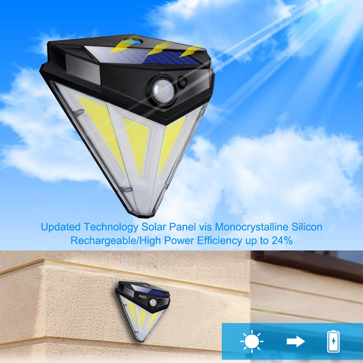 84LED COB Solar Light PIR Motion Wall Light Home Garden Outdoor Lamp