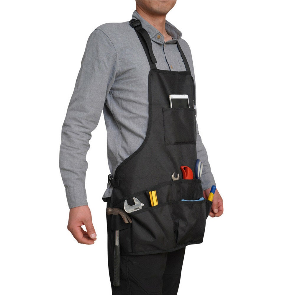 Waxed Canvas Tool Apron Double Oxford Utility Adjustable Work Waist Bag Pouch