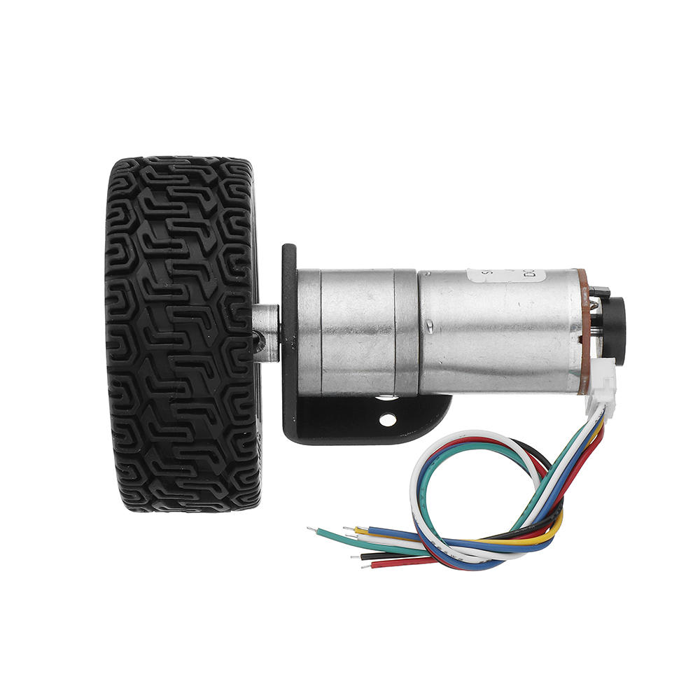 DC 12V Micro Gear Reduction Encoder Motor with Mounting Bracket and Wheel