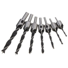 7pcs 3mm-10mm 5 Flutes Countersink Drill Bit Set HSS Carpentry Reamer Woodworking Chamfer