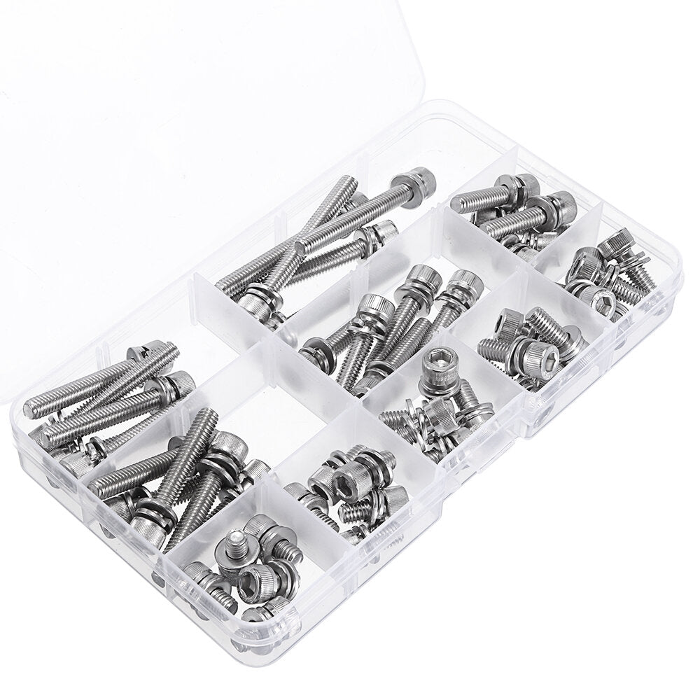 50Pcs M6 Hex Socket Knurled Cap Head Screw 304 Stainless Steel Bolt Assortment Set