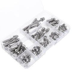 50Pcs M6 Hex Socket Knurled Cap Head Screw 304 Stainless Steel Bolt Assortment Set