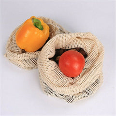 Degradable Organic Cotton Mesh Bag Vegetable Fruit Container for Home Garden Storage