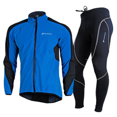 Men's Cycling Clothing Waterproof Windproof Riding Jacket Thermal Fleece Gel Pad Cycling Tights Set