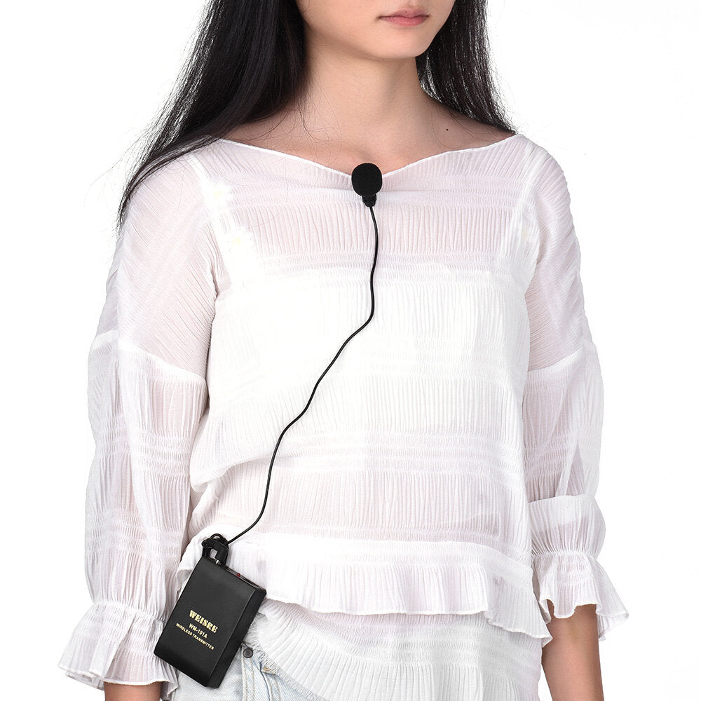 Wireless FM Transmitter Receiver Lavalier Lapel Clip Microphone Mic System 20M Receive Range