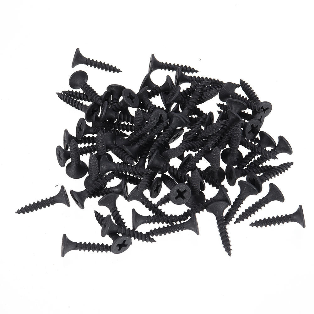 1000Pcs M3.5 20mm Corss Black Recessed Flat Head Self Tapping Ash Phosphorus Drywall Metric Threaded Wood Screw Nail Bolt