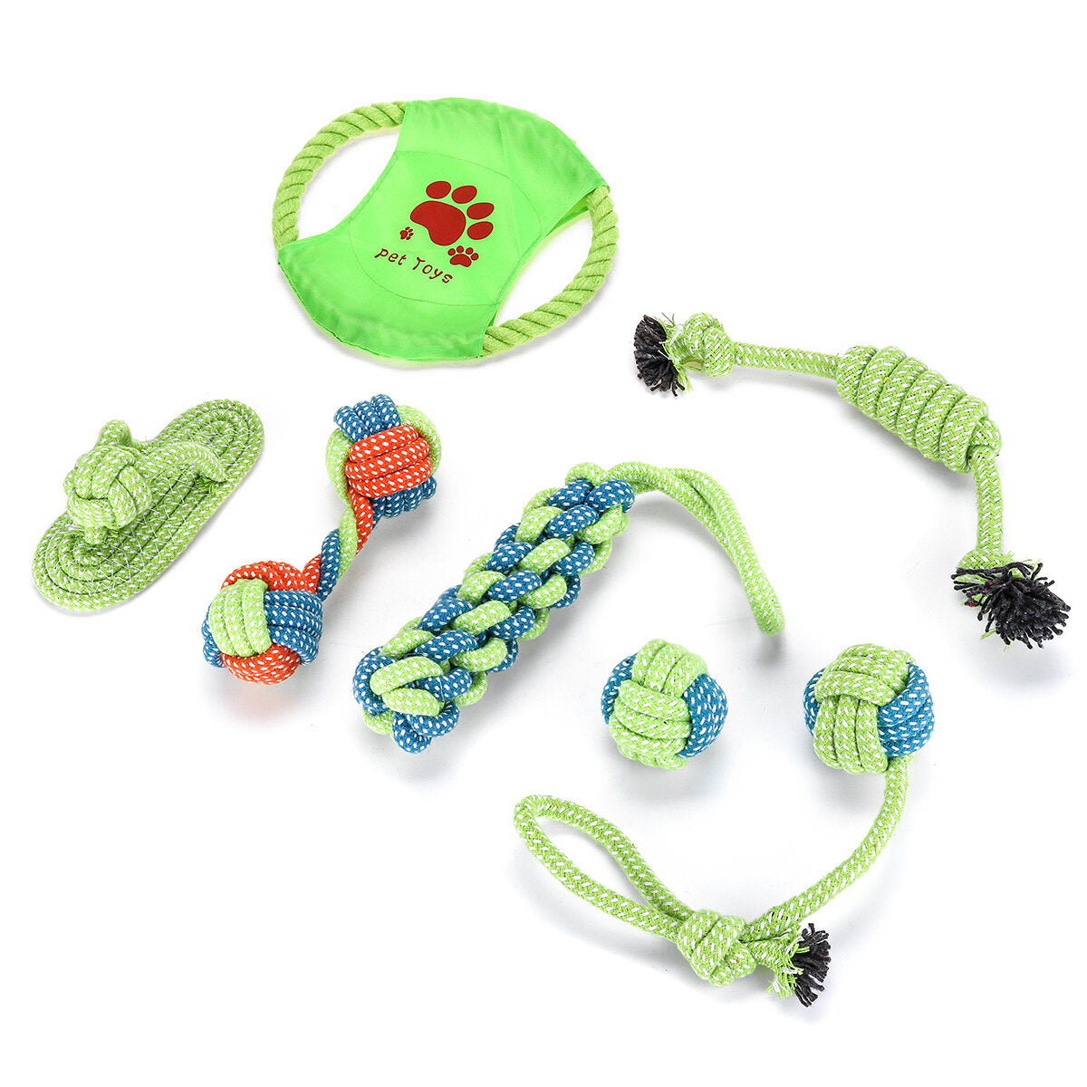 7/9 Pcs Dog Teeth Rope Strong Tooth Cleaning Chew Pet Toys Kit