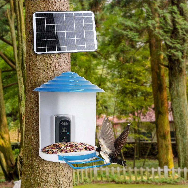 Smart Bird Feeder with Solar Camera, 1080P HD, AI Detection, WiFi, IP65 Waterproof