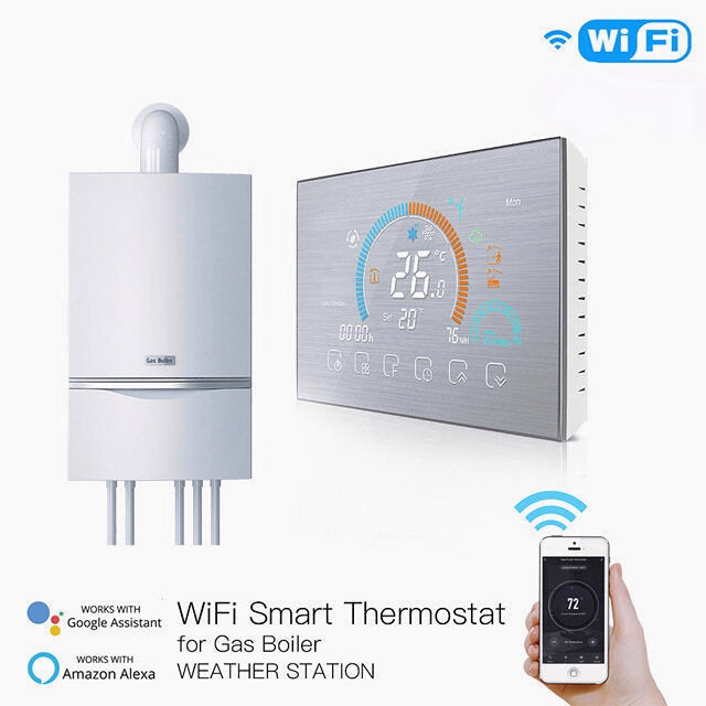 WiFi Thermostat Programmable Temperature Controller Underfloor Water/Gas Boiler Weather Station Tuya Smart Alexa Voice Control