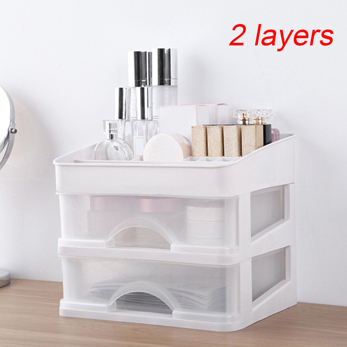 Plastic Cosmetic Drawer Makeup Organizer Storage Box Container Holder Desktop with Drawer