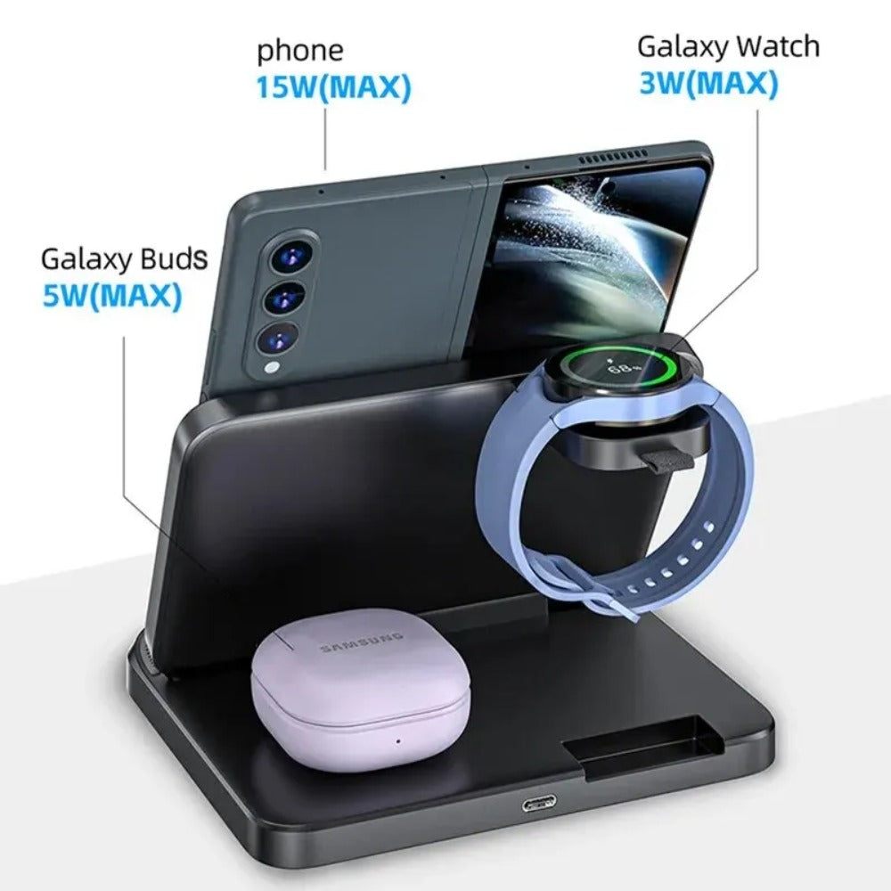 Foldable Wireless Charger Stand for Samsung Galaxy Z Fold 5 4 3 S23 Ultra, Watch 6 5, Buds2