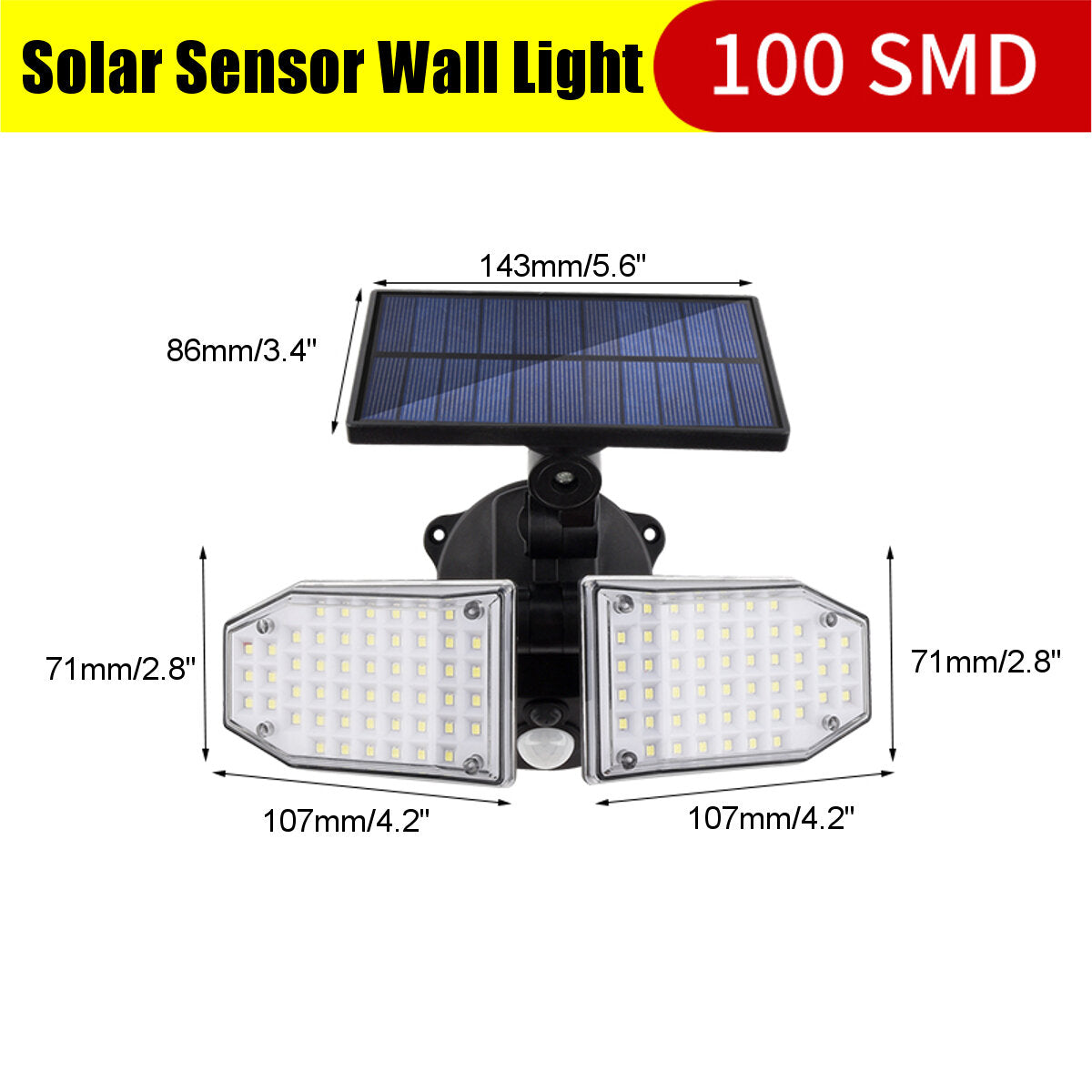 100/120SMD Solar Motion Sensor Lights Security Wall Lamp Floodlight