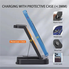 4-in-1 Wireless Charger Stand for iPhone, Samsung, Galaxy Watch - Fast Charging Dock