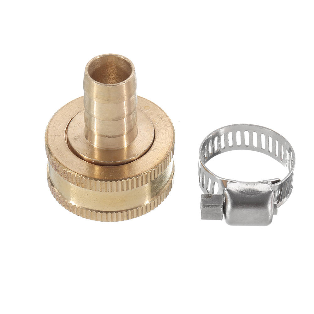 1/2 '' NPT Brass Male Female Connector Garden Hose Repair Quick Connect Water Pipe Fittings Car Wash Adapter w/ Adjustable Ear Hose Clamp Clip