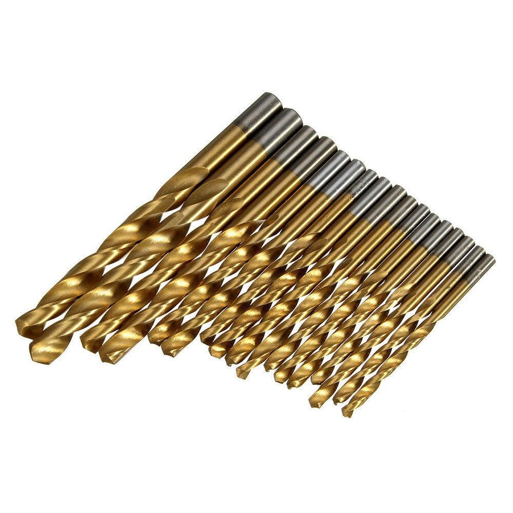 100pcs 1.5mm - 10mm Titanium Coated Drill Bit Set High Speed Steel Manual Twist Drill Bits