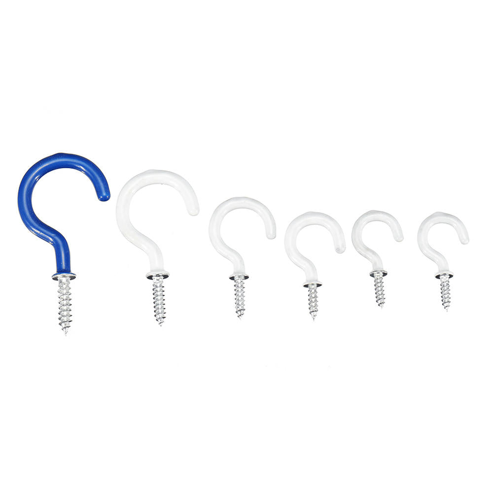 Hooks Plastic Coated No Scratch Cup Holder Self Tapping Screw Round End Hook Towel Utensils Clothes Hangers DIY Kitchen Bathroom Racks